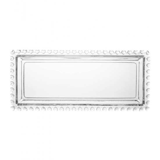 Travessa 29,8x13x2,5cm Retangular De Cristal Ecológico Coração